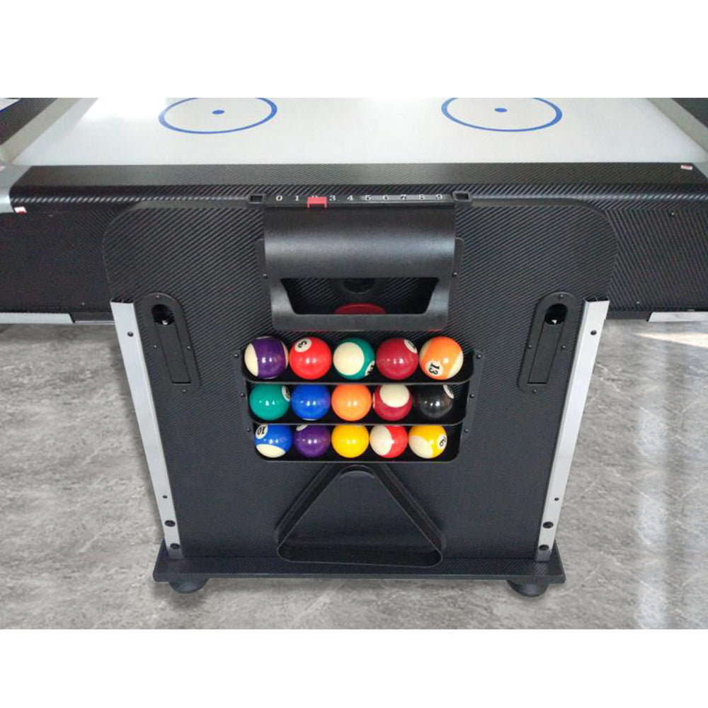 MACE 7Ft 4-In-1 Convertible Air Hockey / Pool Billiards /Dining table /Table Tennis Table Blue/Black Felt For Billiard Gaming Room Free Accessory