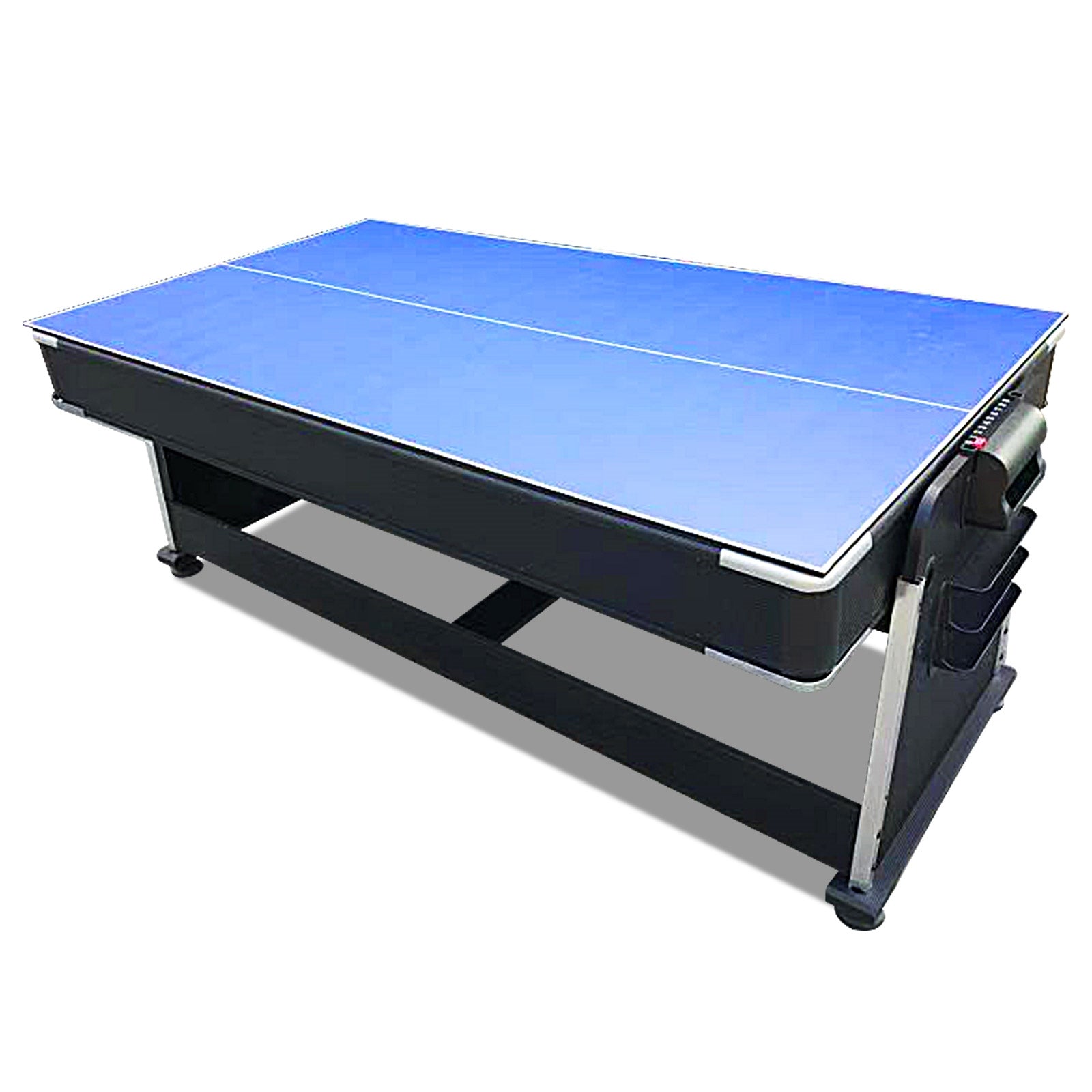 MACE 7Ft 4-In-1 Convertible Air Hockey / Pool Billiards /Dining table /Table Tennis Table Blue/Black Felt For Billiard Gaming Room Free Accessory