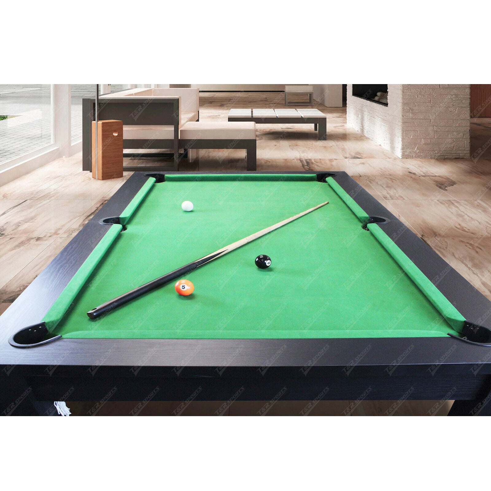 MACE 7Ft Elegance Dining Pool Table Black Frame with Top Free Accessories