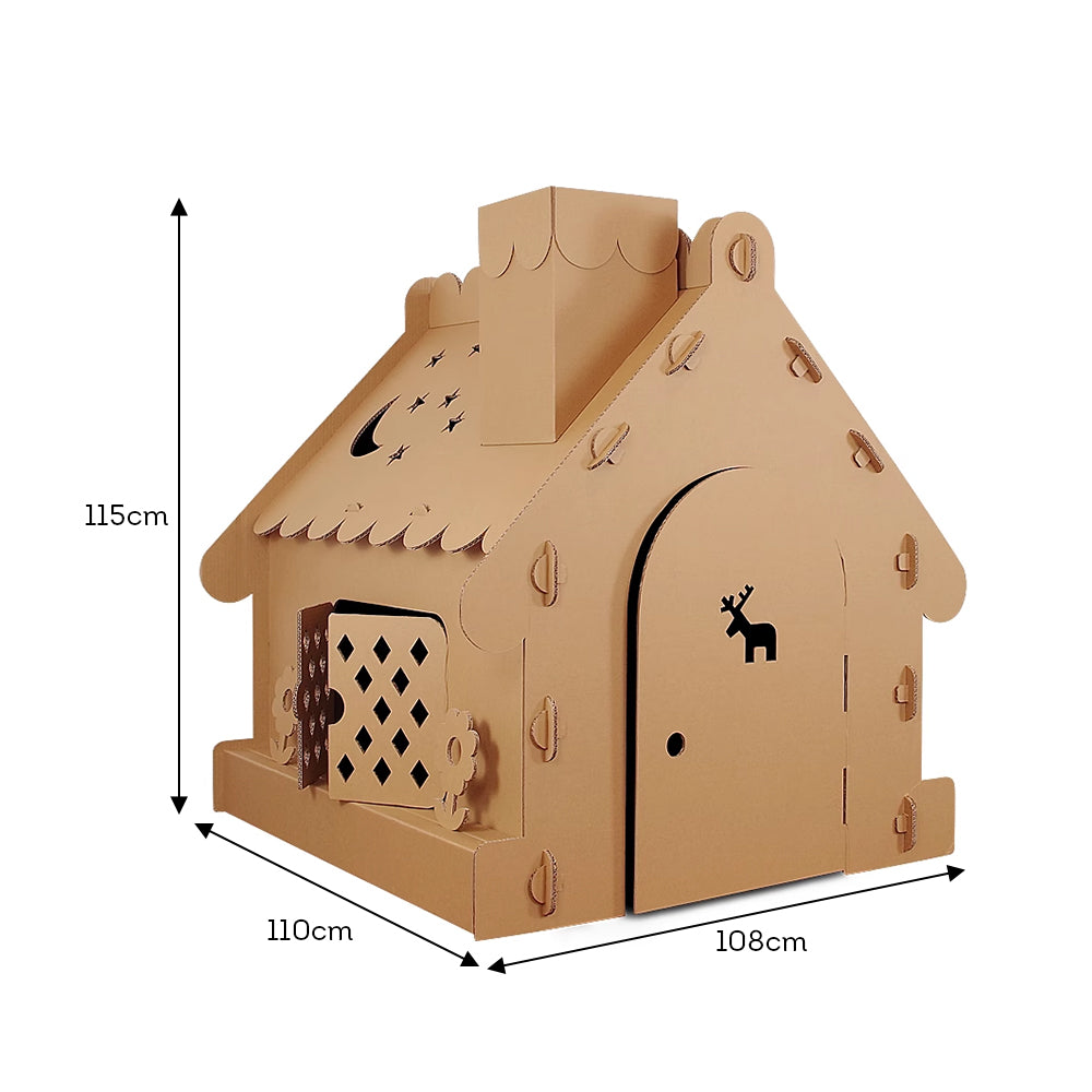 AUSFUNKIDS Tent Game House w/ Window And Door DIY Cardboard House