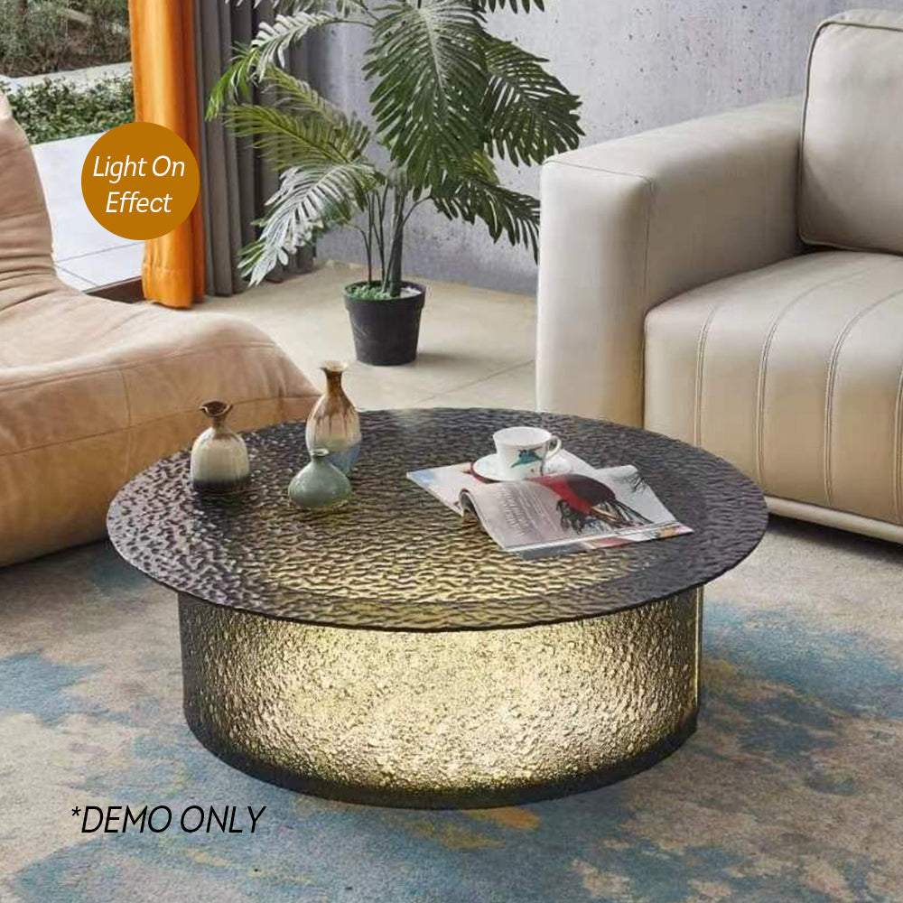 MASON TAYLOR 80/100/120CM Tempered Glass Coffee Table LED Light